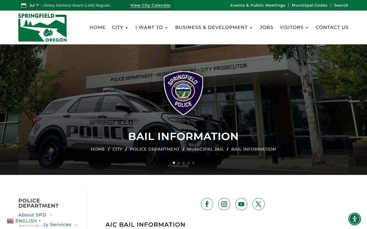 Springfield Municipal Jail bail information for inmates